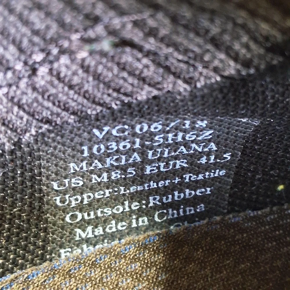 OluKai Makia Ulana Shoes Mens Size 8.5 Brown‎ Leather Knit Casual Sneakers